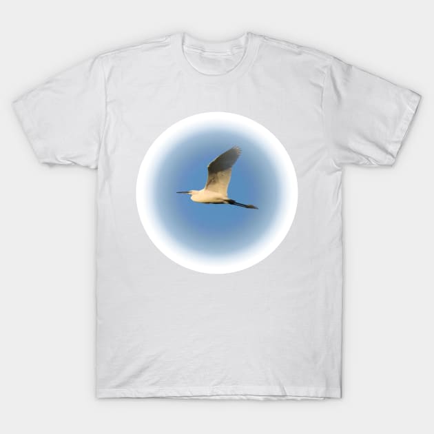 Flying egret T-Shirt by Guardi